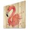 Designart - Portrait of Pink Flamingo I - Farmhouse Print on Natural Pine Wood